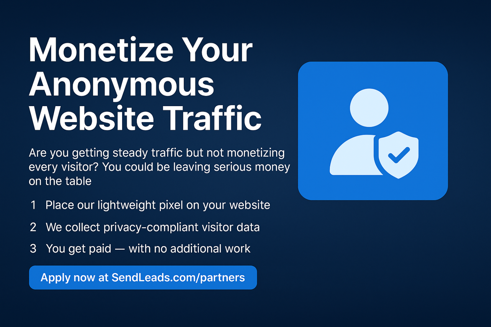 Make Money From Your Anonymous Website Traffic: Partner With SendLeads